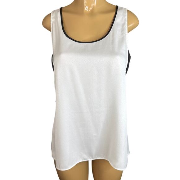 Express White Semi Sheer Tank Top Black Bandeau Open Back Size Medium - Picture 1 of 7